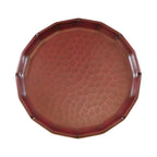 Kamakura-bori rinka flower-shaped tray 21cm with toukon knife marks, urushi lacquer, Sansuido