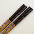 Kamakura-bori chopsticks with hand-carved ginkgo leaf motif, urushi lacquer, Sansuido