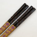 Kamakura-bori chopsticks with hand-carved crane motif, urushi lacquer, Sansuido