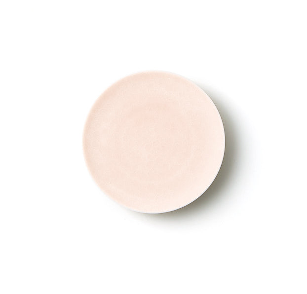 Casane Te Sakura Plate 11.5cm in Sakura pink porcelain, top view on white background
