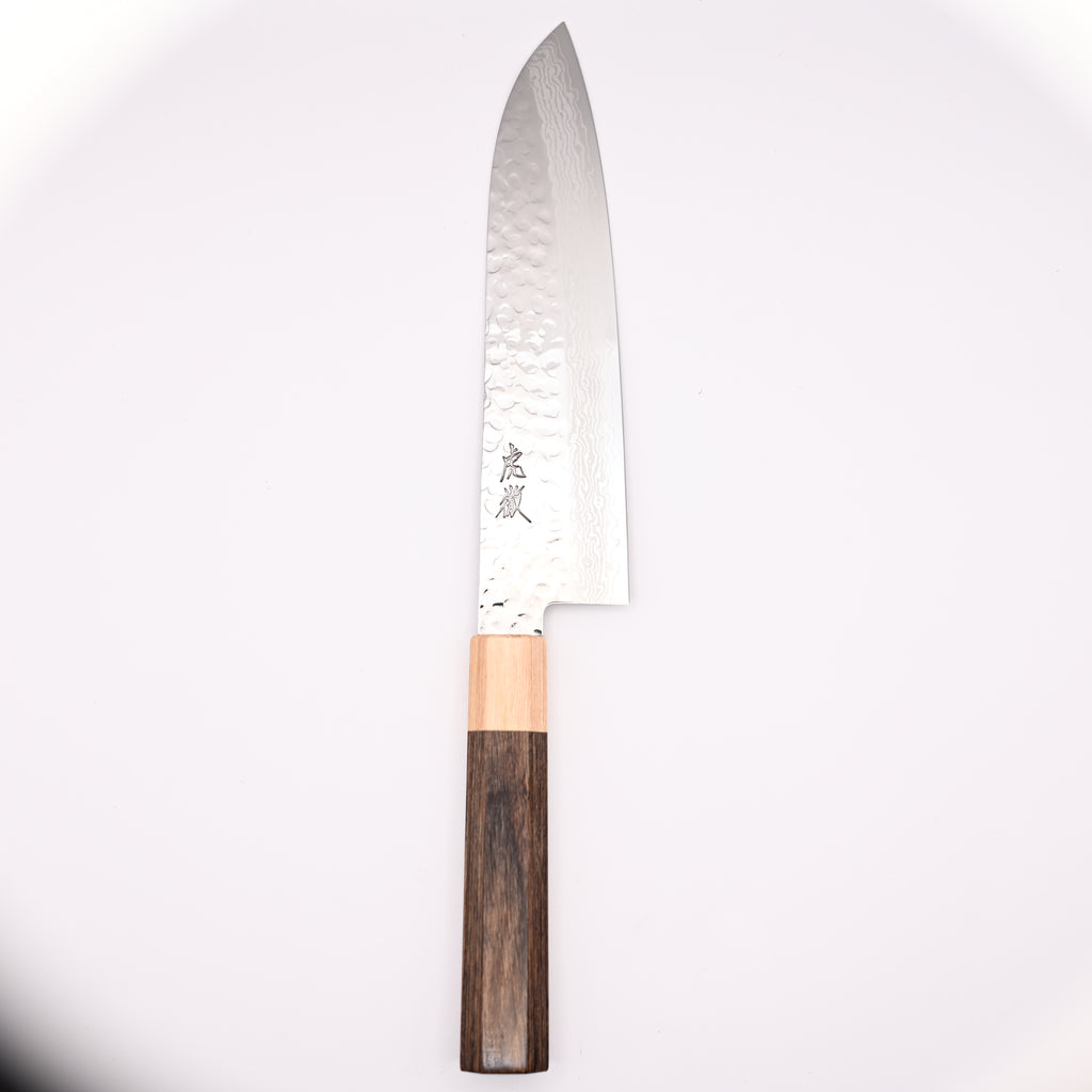 Kotetsu VG-10 Damascus Santoku 180mm, Handmade Knife, 17 Layer Hammered Finish, Stainless Steel, Seki Japan