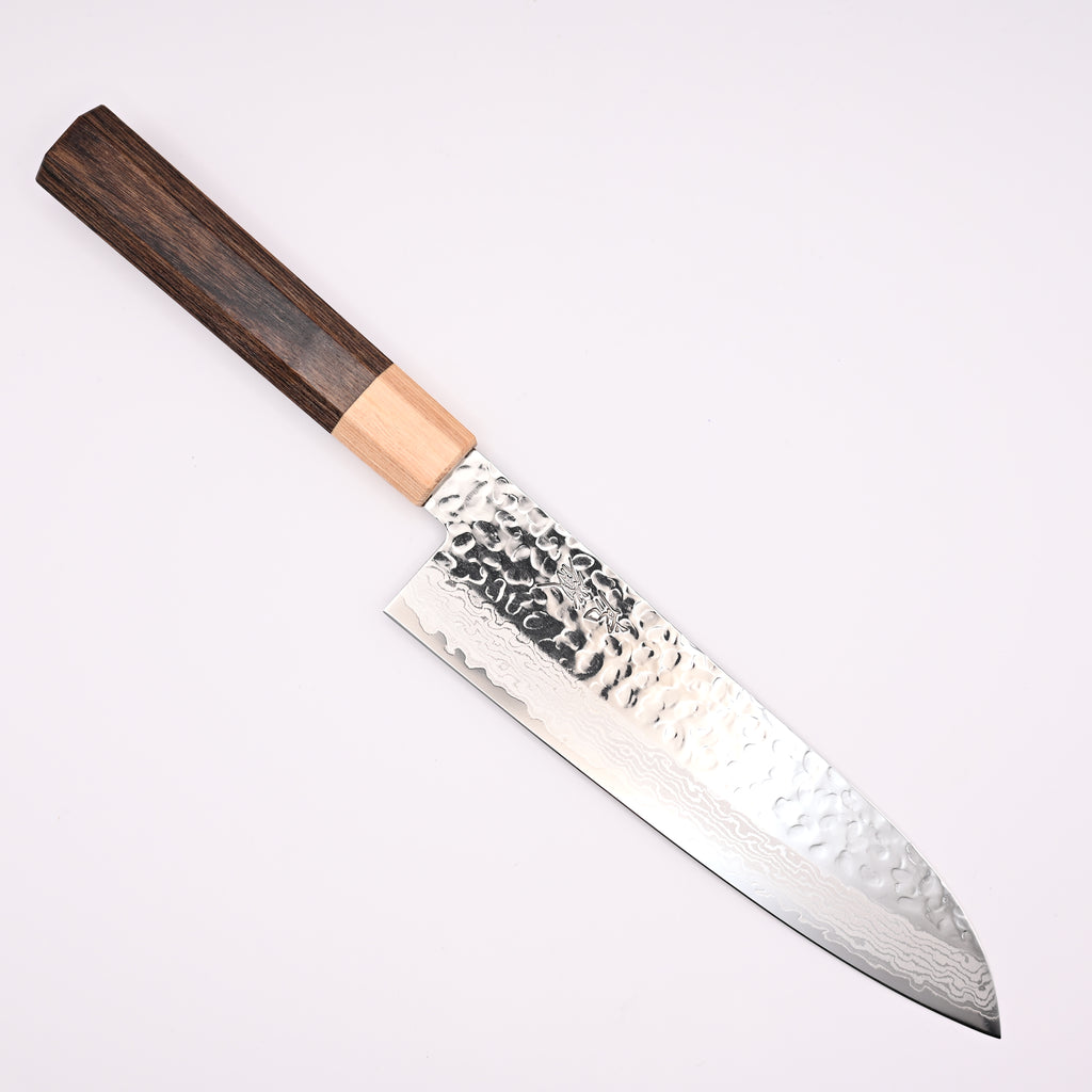 Kotetsu VG-10 Damascus Santoku 180mm, Handmade Knife, 17 Layer Hammered Finish, Stainless Steel, Seki Japan