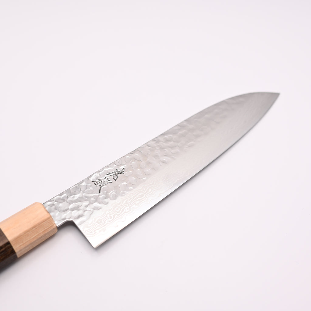 Kotetsu VG-10 Damascus Santoku 180mm, Handmade Knife, 17 Layer Hammered Finish, Stainless Steel, Seki Japan