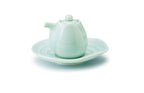Haas 70ml Soy Sauce Pitcher in Bluegreen Celadon with matching small dish, set view