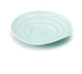 Haas Small Dish in Bluegreen Celadon, ridged porcelain plate top view