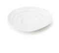 Haas Small Dish in White Celadon, ridged porcelain plate top view