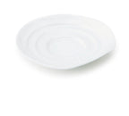 Haas Small Dish in White Celadon, ridged porcelain plate top view