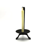 Kamoi Candle Holder front view with Warosoku candle clipped in iron stand