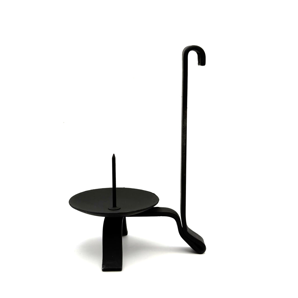 Kamoi Candle Holder iron stand with kamoi clip mechanism, side view without candle