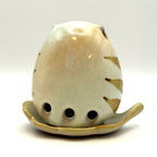 Japanese Owl Incense Stick Stand back view showing incense stick holes and leaf tray