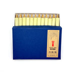 Warosoku traditional Japanese candles 24 pieces in blue box with label, side view