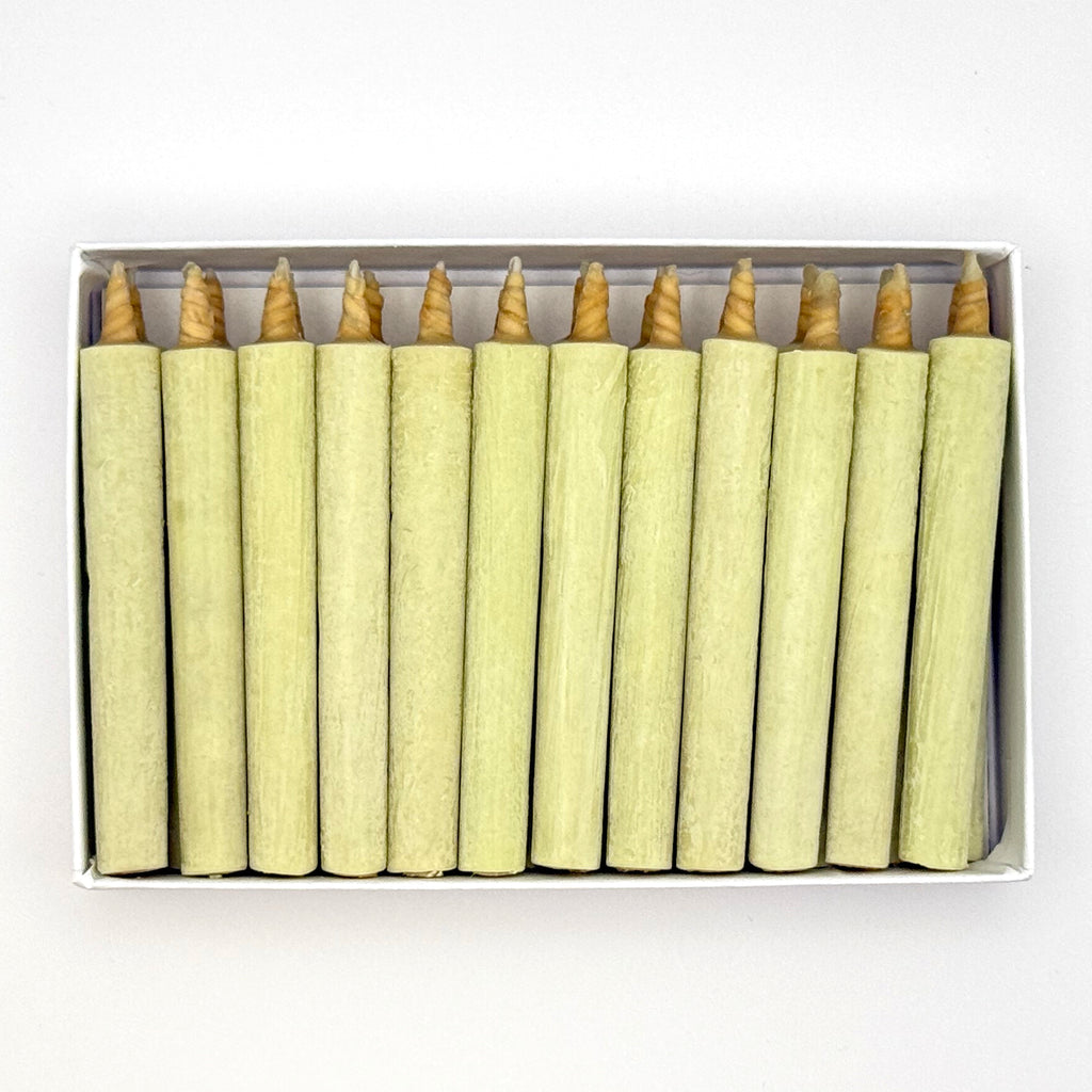 Warosoku traditional Japanese candles arranged in box, top view