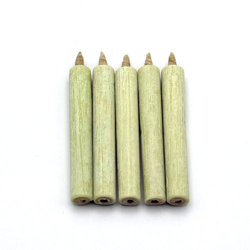 Warosoku small Japanese plant-wax candles, five candles lineup view
