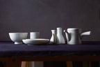 Washokki full 7-piece Japanese porcelain tea and dining set in Kobijiki white finish, collection lifestyle