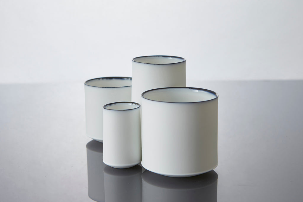White Line Cup collection in Reactive Cobalt Blue, four sizes grouped together