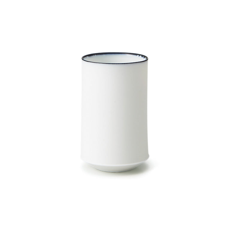 White Line Tall Cup 200ml in Reactive Cobalt Blue, side view with blue rim