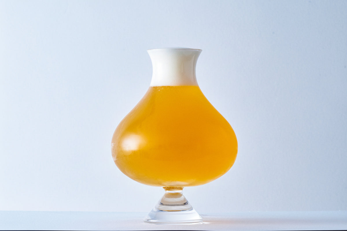 Craft beer with a creamy head in the Tajima glass