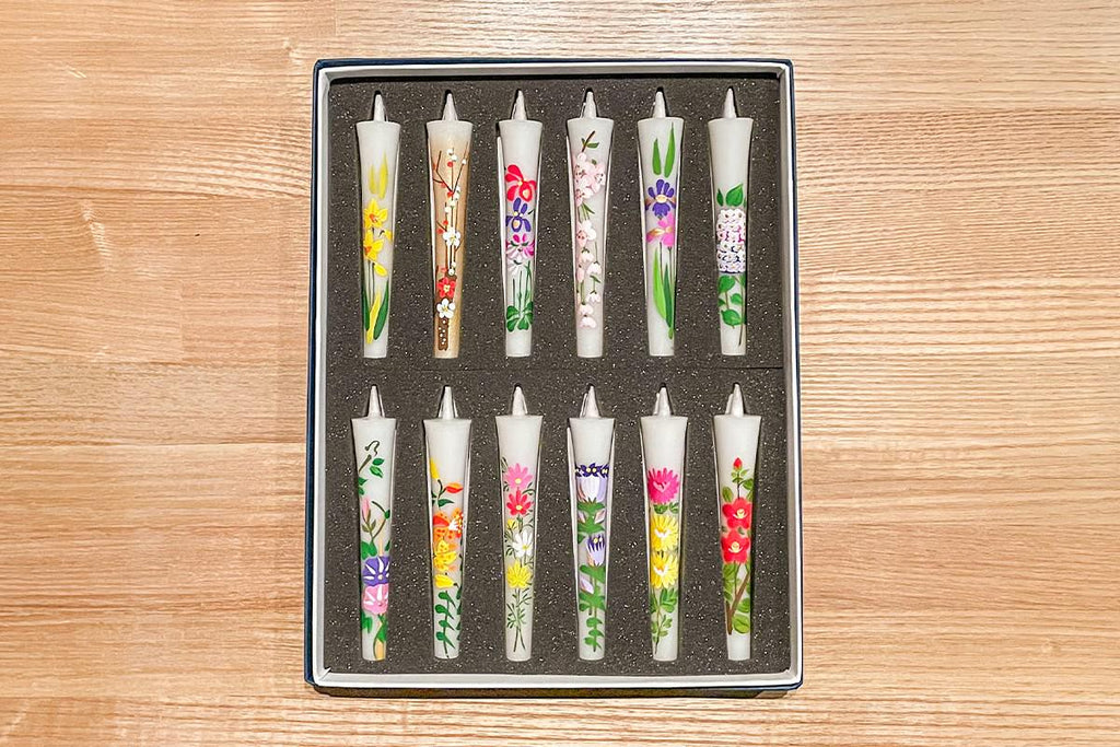 Flower Painted "Warosoku" Japanese Candles