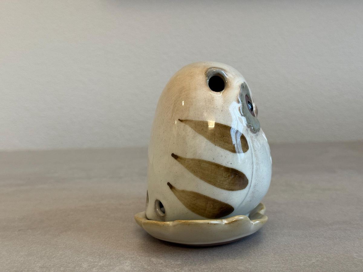 Japanese Owl Incense Stick Stand & Leaf Tray