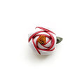 Tsumami Zaiku Brooch White & Muted Red – Camellia Japanese Silk Flower Pin