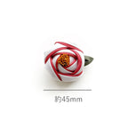 Tsumami Zaiku Brooch White & Muted Red – Camellia Japanese Silk Flower Pin