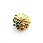 Tsumami Zaiku Brooch Yellow & Matcha Green – Chrysanthemum Japanese Silk Flower Pin