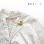 Tsumami Zaiku Brooch Yellow & Matcha Green – Chrysanthemum Japanese Silk Flower Pin