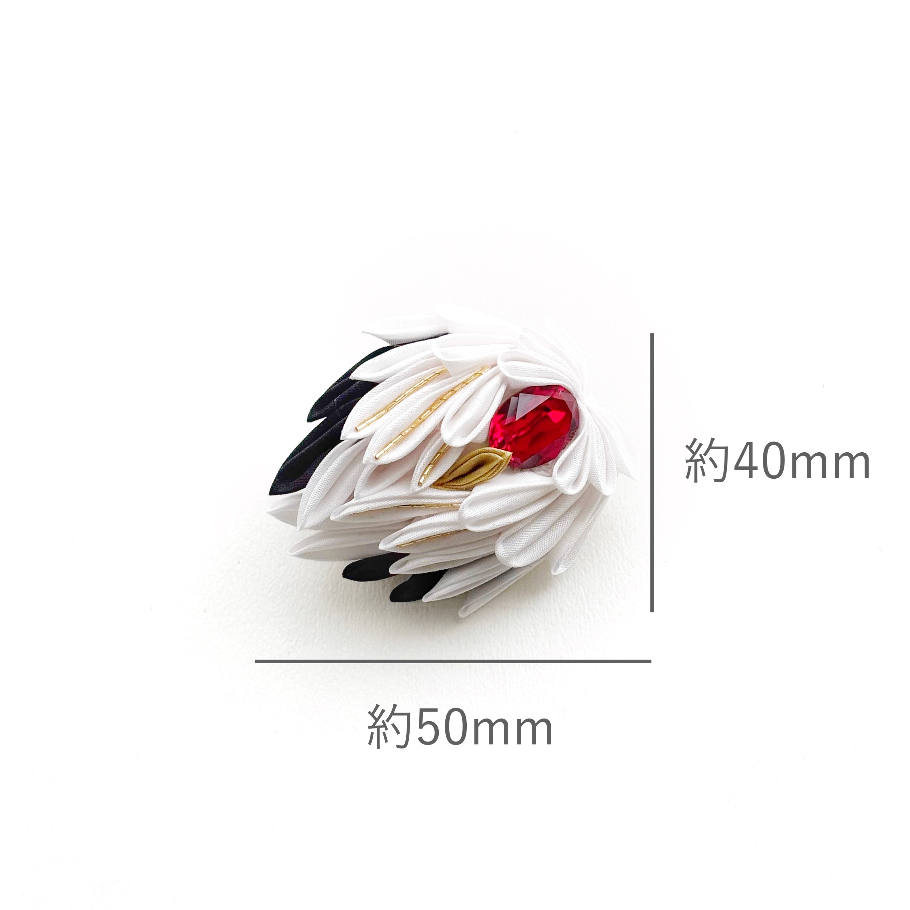 Tsumami Zaiku Brooch White – Crane Japanese Silk Flower Pin