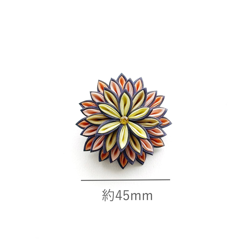 Tsumami Zaiku Brooch Purple & Orange Gradient – Fireworks Japanese Silk Pin
