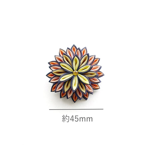 Tsumami Zaiku Brooch Purple & Orange Gradient – Fireworks Japanese Silk Pin