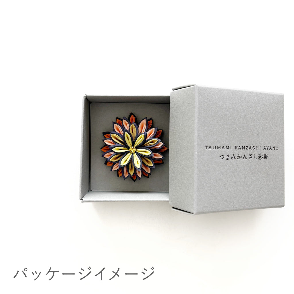 Tsumami Zaiku Brooch Purple & Orange Gradient – Fireworks Japanese Silk Pin