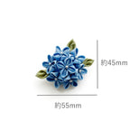 Tsumami Zaiku Brooch Deep Blue – Hydrangea Japanese Silk Flower Pin