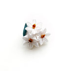 Tsumami Zaiku Brooch White – Narcissus Japanese Silk Flower Pin