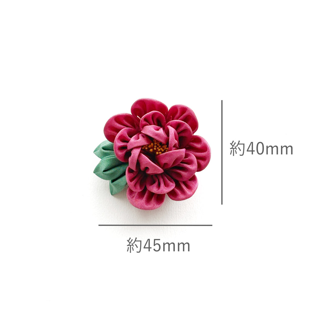 Tsumami Zaiku Brooch Deep Pink – Peony Japanese Silk Flower Pin