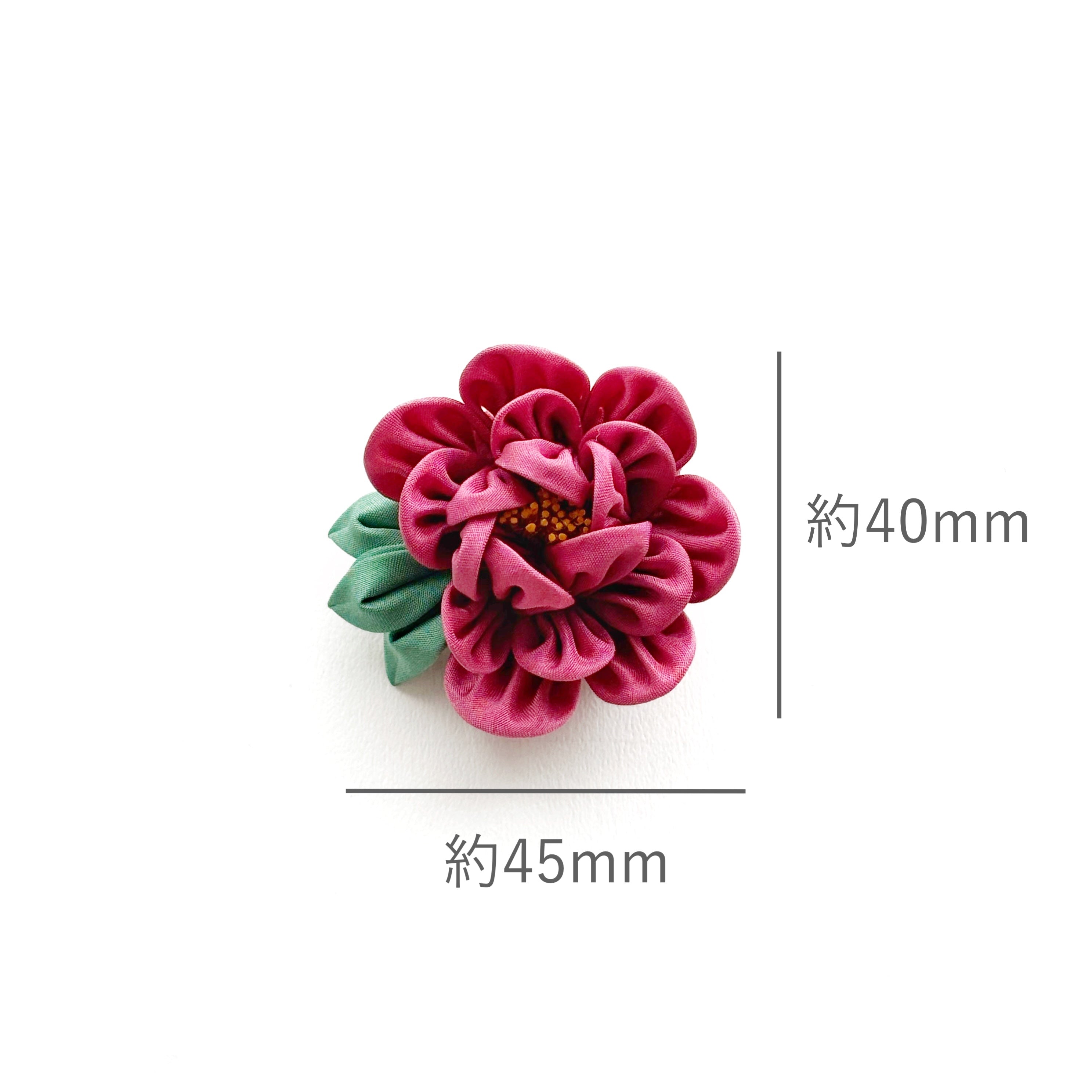 Tsumami Zaiku Brooch Deep Pink – Peony Japanese Silk Flower Pin