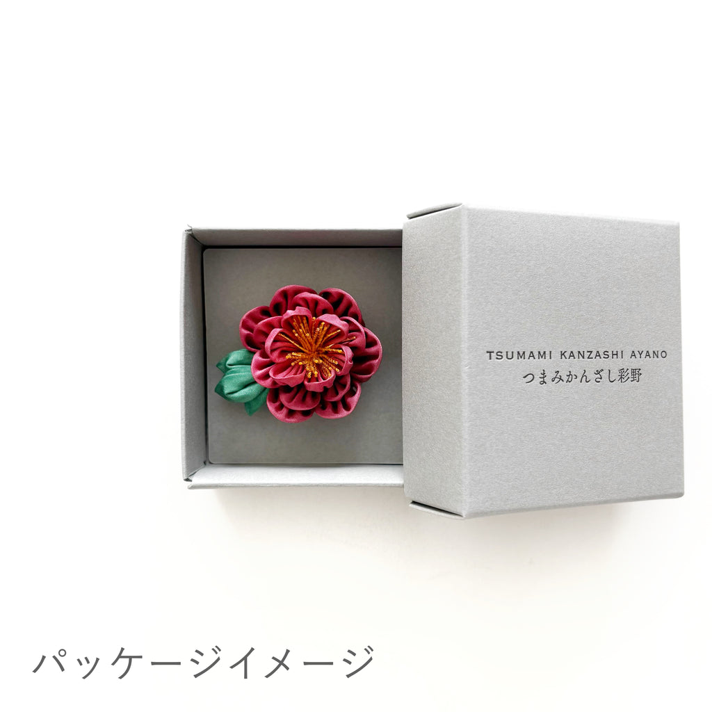 Tsumami Zaiku Brooch Deep Pink – Peony Japanese Silk Flower Pin