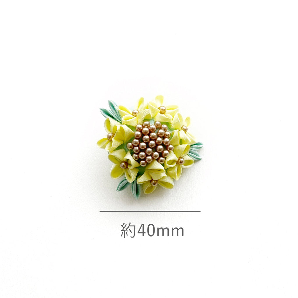 Tsumami Zaiku Brooch Yellow – Nanohana Rapeseed Flower Japanese Silk Pin