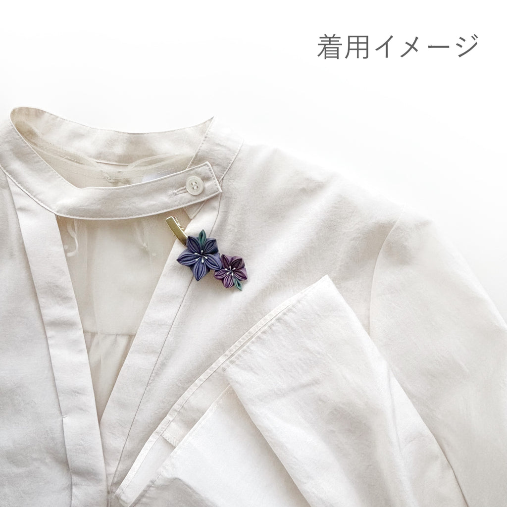 Tsumami Zaiku Hair Clip Purple – Kikyo Bellflower Japanese Silk Flower Clip