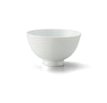 Single **plain white Japanese porcelain rice bowl** with a small footed base, on a white background.