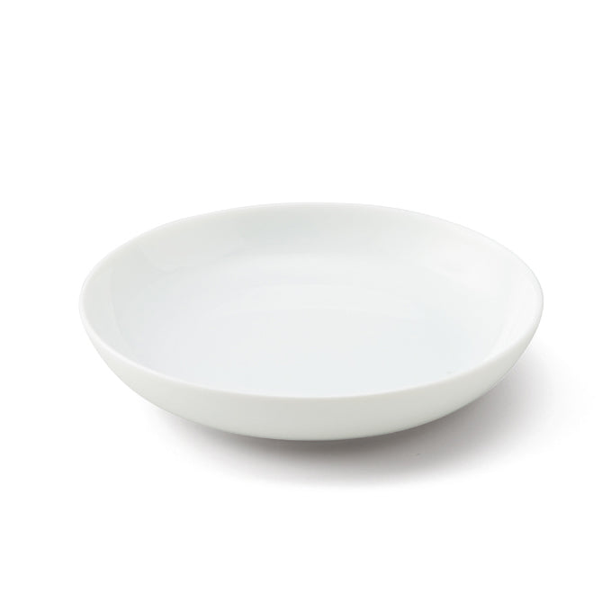 Single small **plain white Japanese porcelain dish** or side plate on a white background.